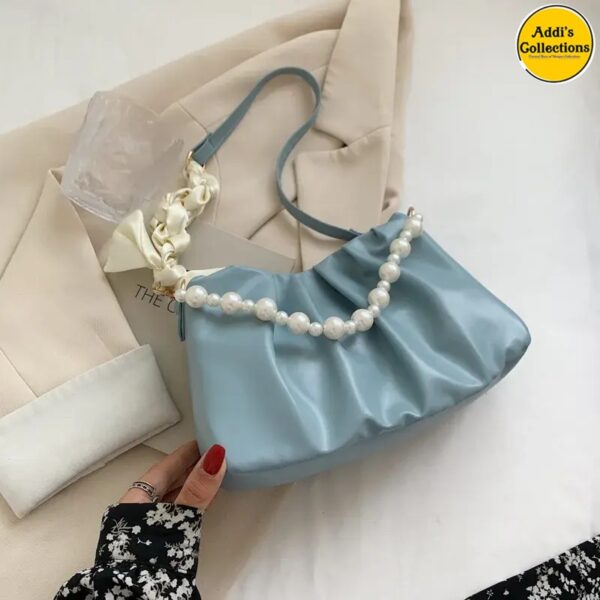 PU Leather Pearl Chain Handbag